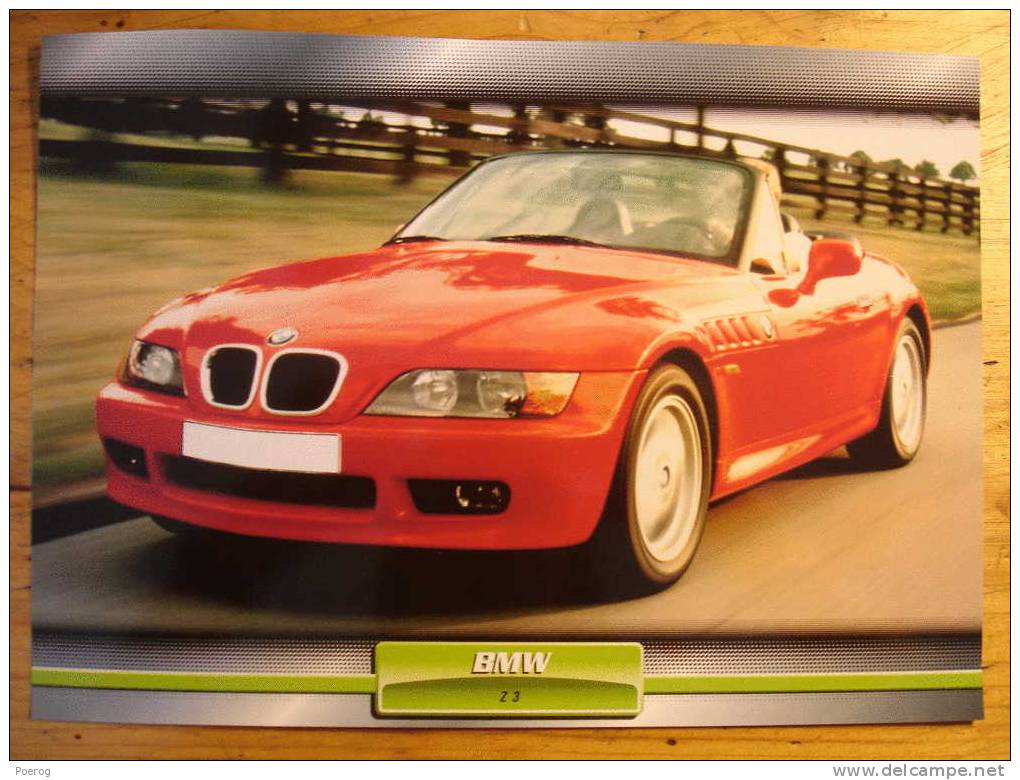 BMW Z3 - FICHE VOITURE GRAND FORMAT (A4) - 1998 - Auto Automobile Automobiles Voitures Car Cars - Auto's