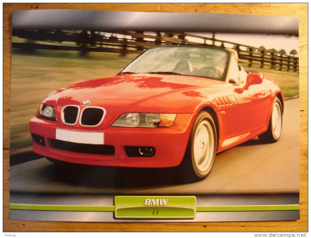 BMW Z3 - FICHE VOITURE GRAND FORMAT (A4) - 1998 - Auto Automobile Automobiles Voitures Car Cars - Automobili