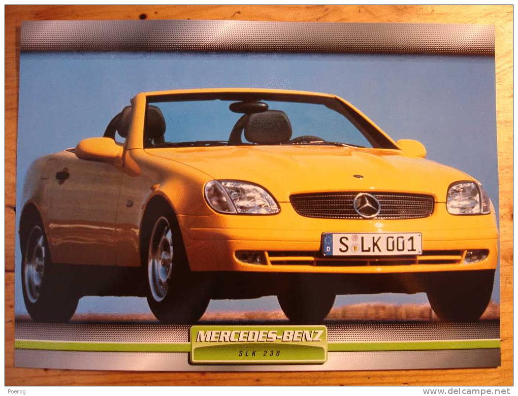 MERCEDES BENZ SLK 230 - FICHE VOITURE GRAND FORMAT (A4) - 1998 - Auto Automobile Automobiles Voitures Car Cars - Auto's