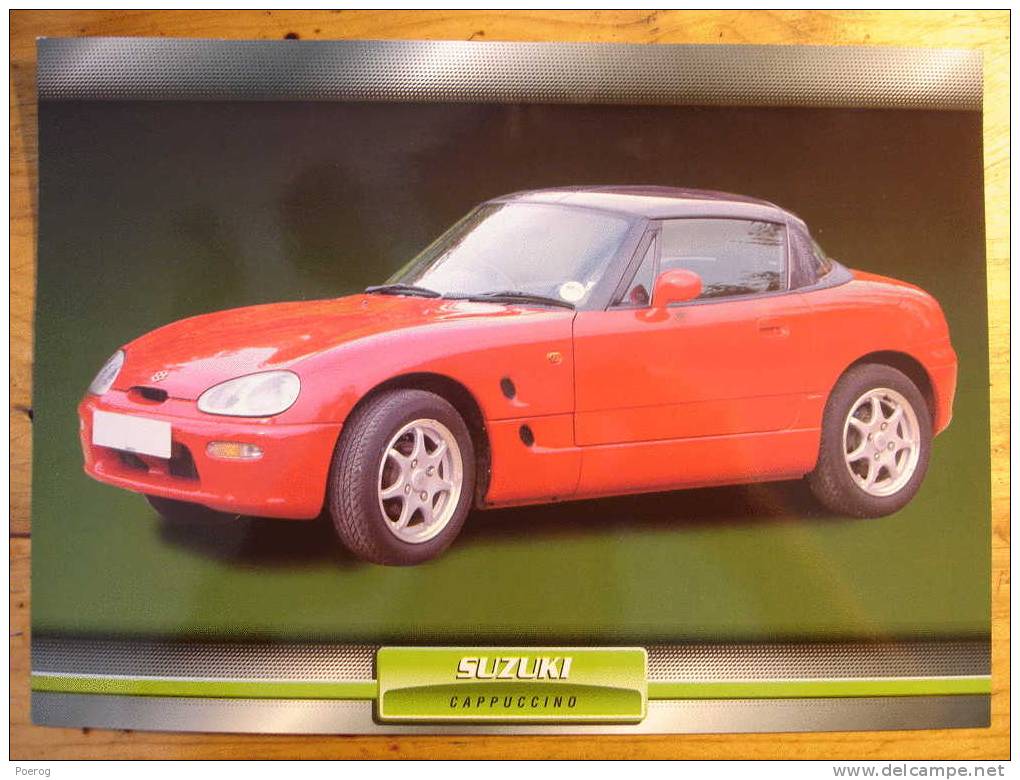 SUZUKI CAPPUCCINO - FICHE VOITURE GRAND FORMAT (A4) - 1998 - Auto Automobile Automobiles Voitures Car Cars - Automobili