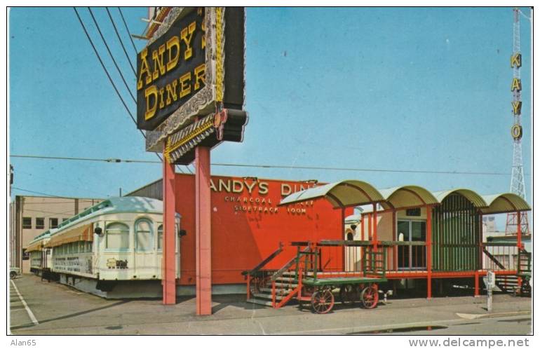 Seattle  WA Washington, Andy's Diner Restaurant In Train Railroad Car, KAYO Radio Tower, On 1960s Vintage Postcard - Seattle