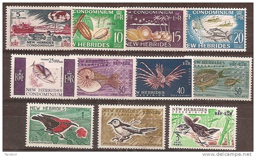 NEW HEBRIDES -  1965 Birds, Shells, Fish To 3fr. Does Not Include 1965 60c, 5fr. Scott Between 96-106. MNH ** - Altri & Non Classificati