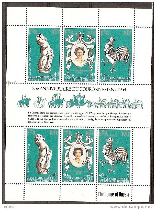 NEW HEBRIDES -  1978 QE II Coronation Sheetlet. Scott 258. MNH ** - Autres & Non Classés