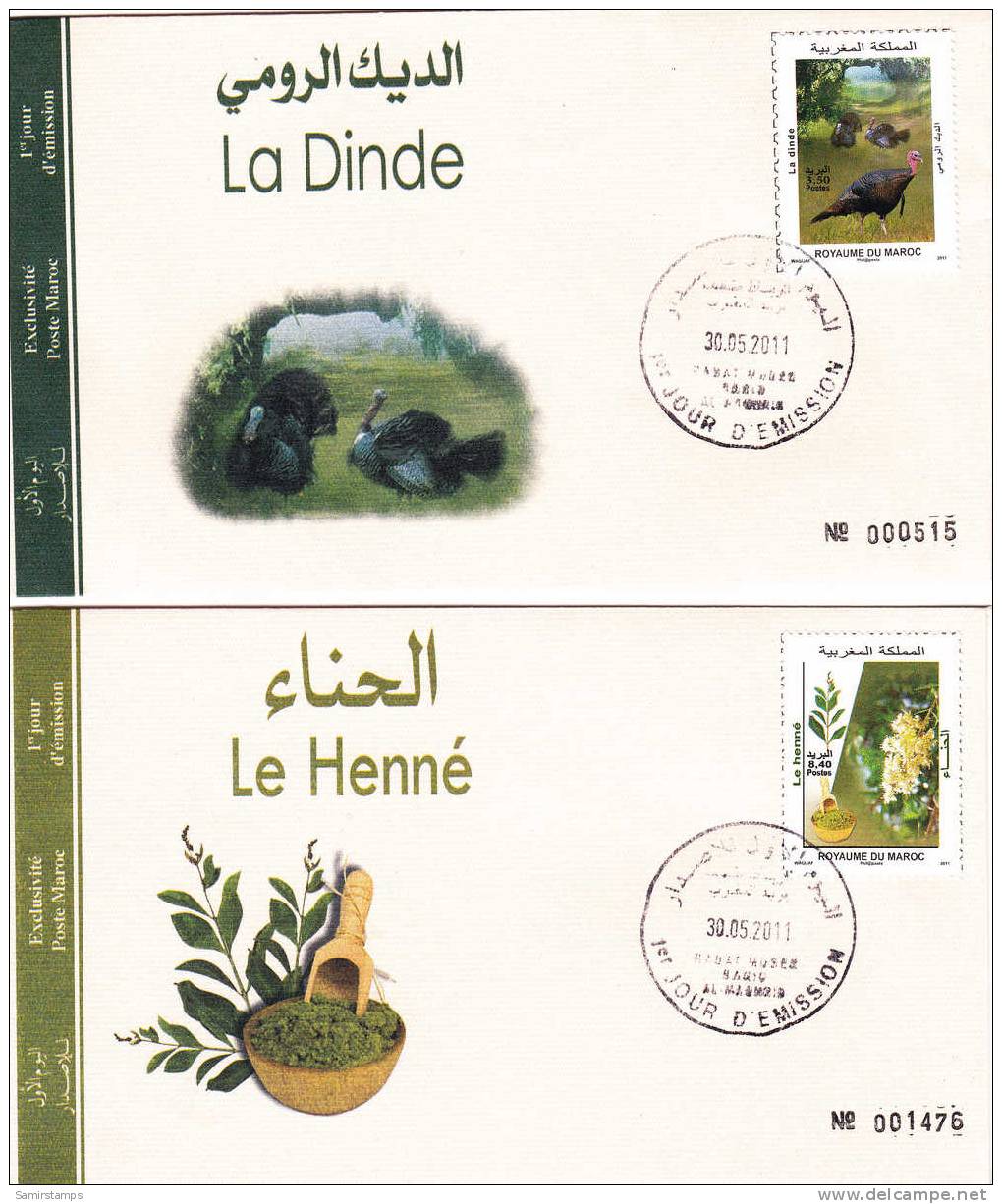 Morocco,new Issue 2011 Flora-Faune(Turkey) On 2 FDC- Nice Topical Covers- SKRILL PAYMENT ONLY - Morocco (1956-...)