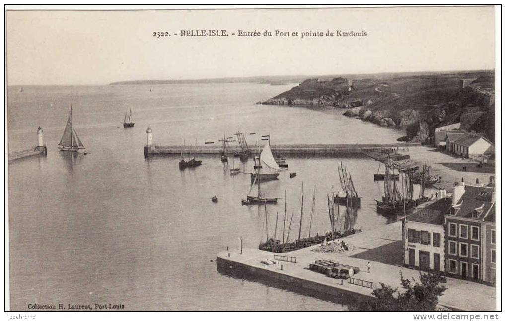 Carte Postale Belle Isle En Mer Ile Entrée Du Port Et Pointe De KerdonisPhare - Belle Ile En Mer