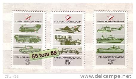 BULGARIA / Bulgarie 1980 MILITARIA – HELICOPTERS 3v- MNH - Hélicoptères