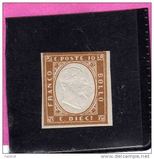 ANTICHI STATI: 1862 SARDEGNA 10 CENTESIMI ARANCIO BRUNASTRO MNH FIRMATO - Sardaigne