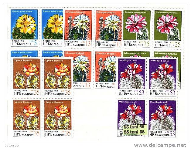 1980 Cactuses Set Of 5v.-MNH  Block Of Four   BULGARIA / Bulgarie - Cactus