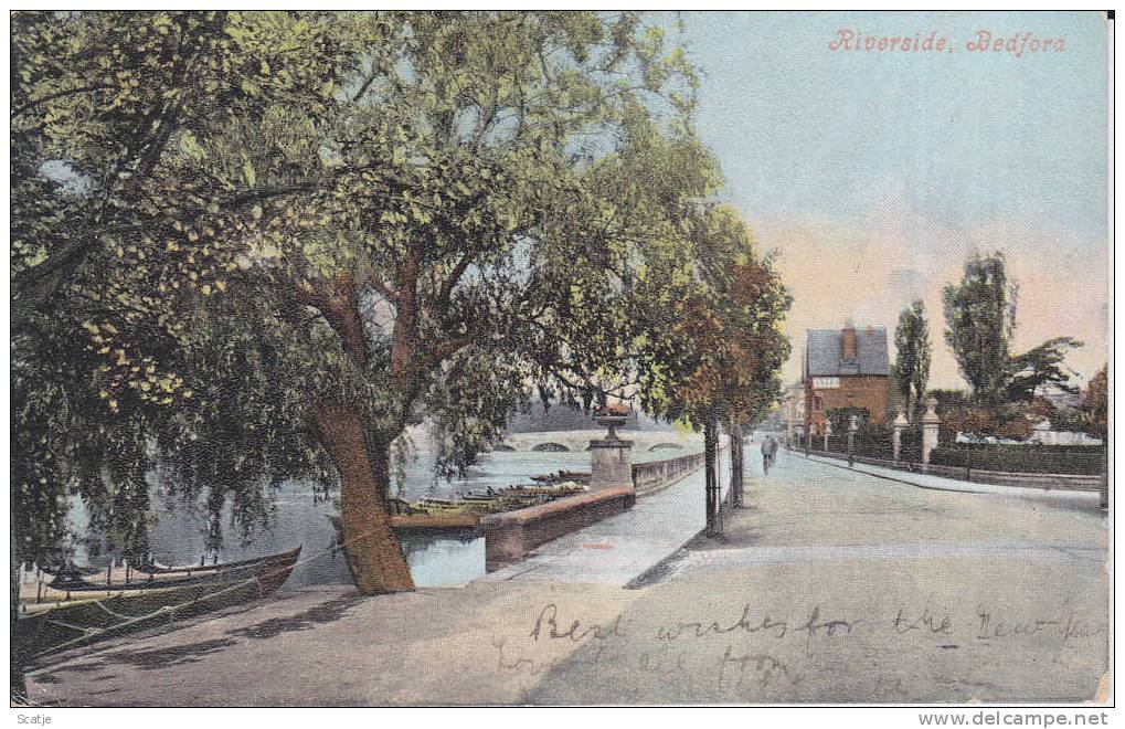 Bedford,  Riverside /  Bedfordshire  -Prachtige Card 1906 - Bedford