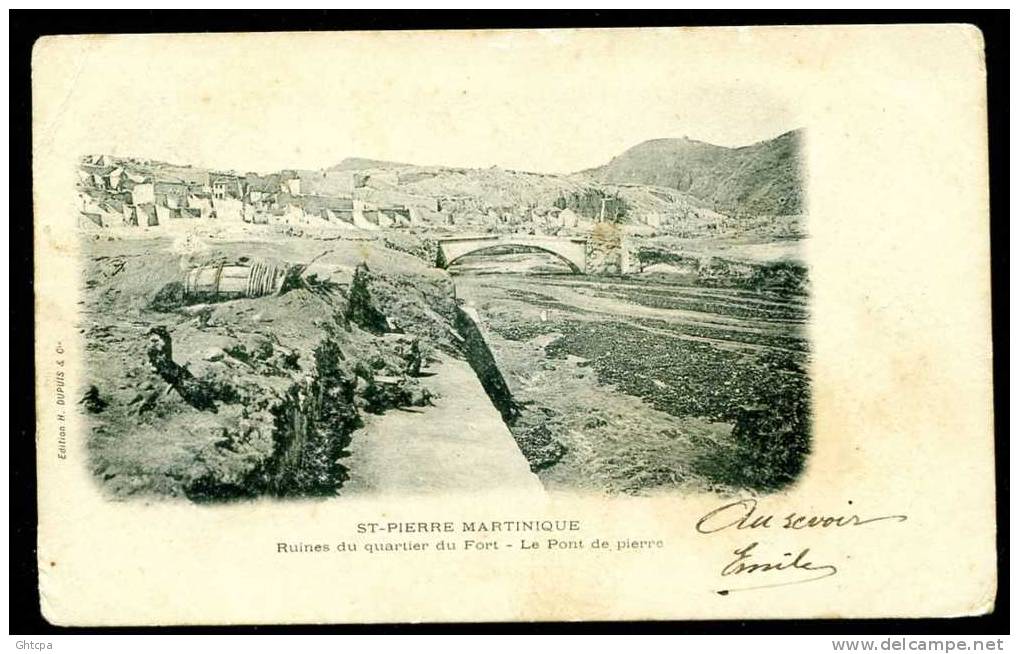 CPA. ST-PIERRE MARTINIQUE. Ruines Du Quartier Du Fort. Le Pont De Pierre.   Voir Descriptif. - Autres & Non Classés