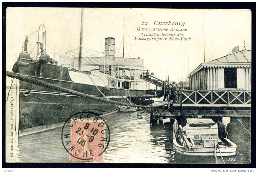 CPA. Cherbourg. Gare Maritime Ariadne, Transbordement Des Passagers Pour New-York. - Cherbourg