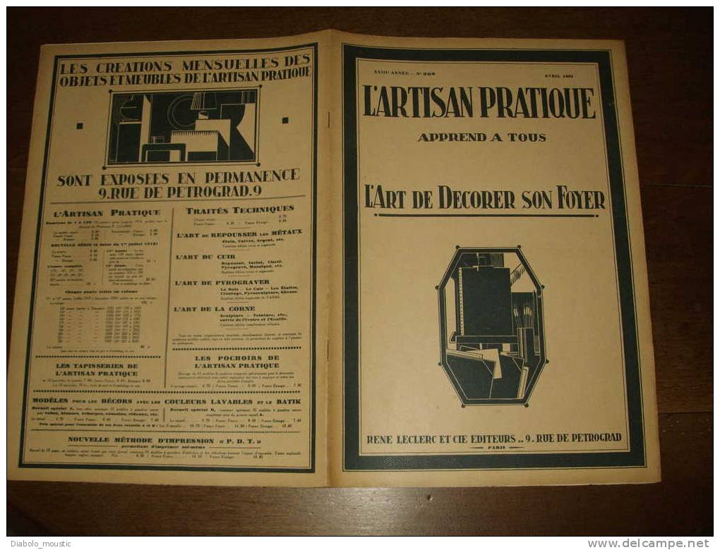 Avril 1931  ART-DECORATIF   Revue De L' ARTISAN PRATIQUE Avec Beau Modèle En Couleur Sur Double-page : RUINES ANTIQUES - Décoration Intérieure