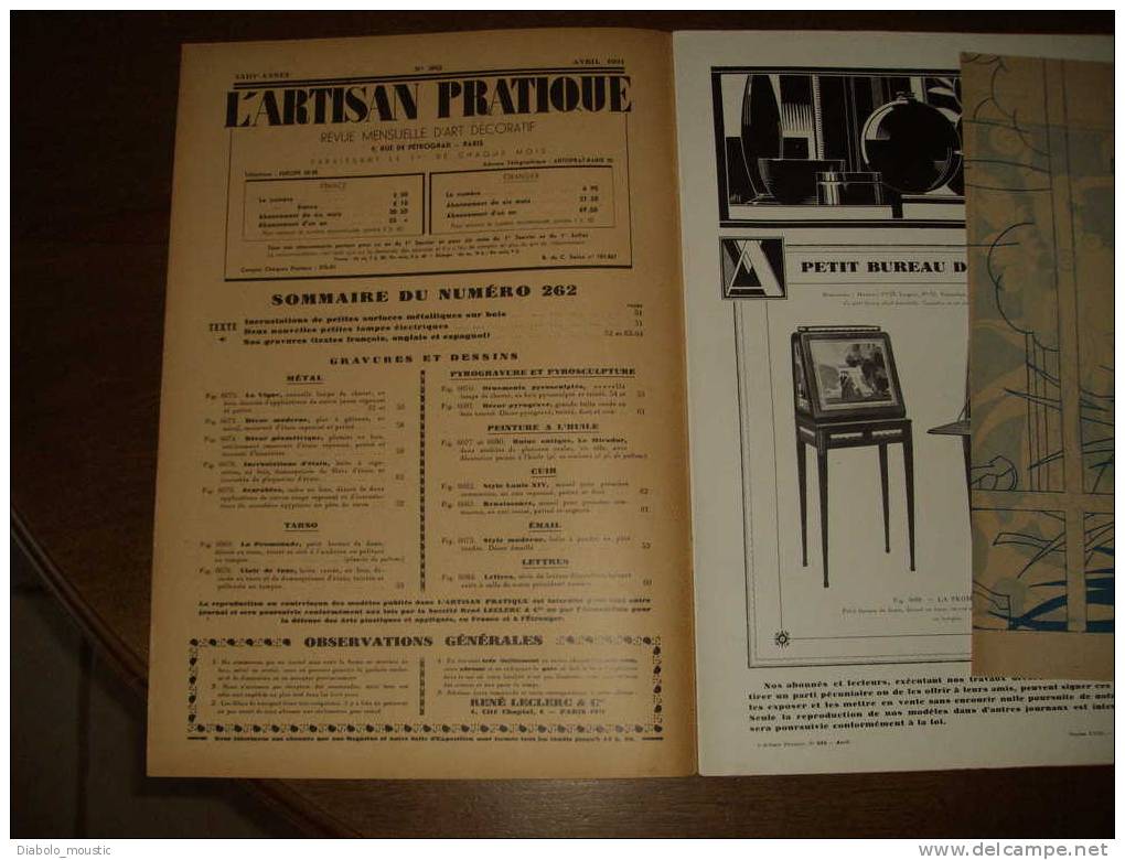 Avril 1931  ART-DECORATIF   Revue De L' ARTISAN PRATIQUE Avec Beau Modèle En Couleur Sur Double-page : RUINES ANTIQUES - Décoration Intérieure
