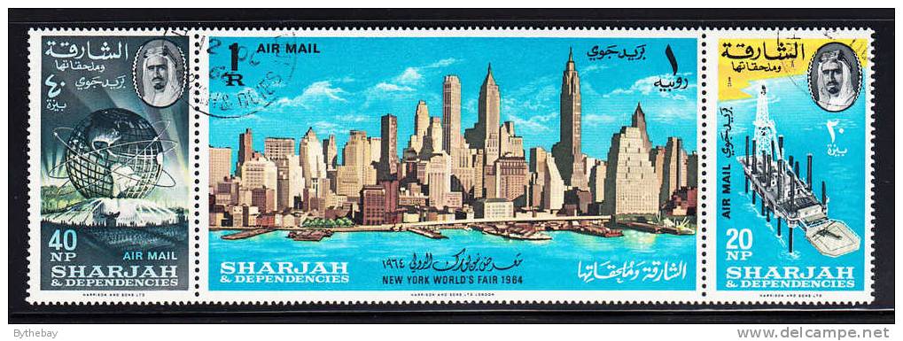 Sharjah Cancelled Scott #C24a Strip Of 3 1964 New York World´s Fair - Sharjah