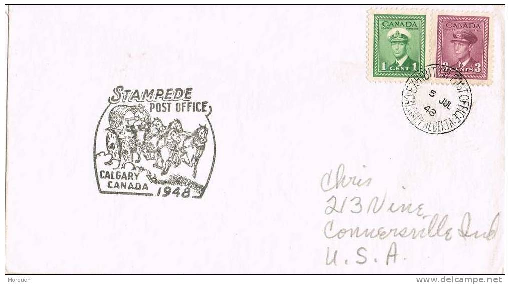 Carta CALGARY (Alberta) Canada 1948. Post Office STAMPEDE - Cartas & Documentos