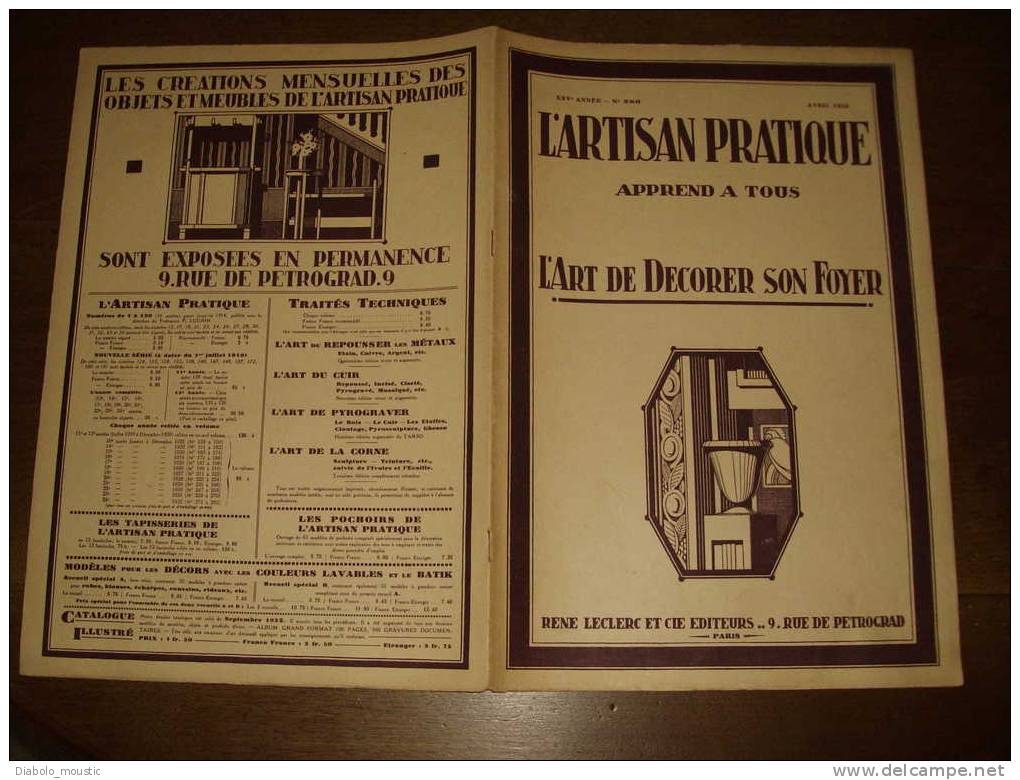 Avril 1933  ART-DECORATIF Revue De L'ARTISAN PRATIQUE , Beau Modèle En Couleur Sur Double-page :LES ROSES - Interieurdecoratie