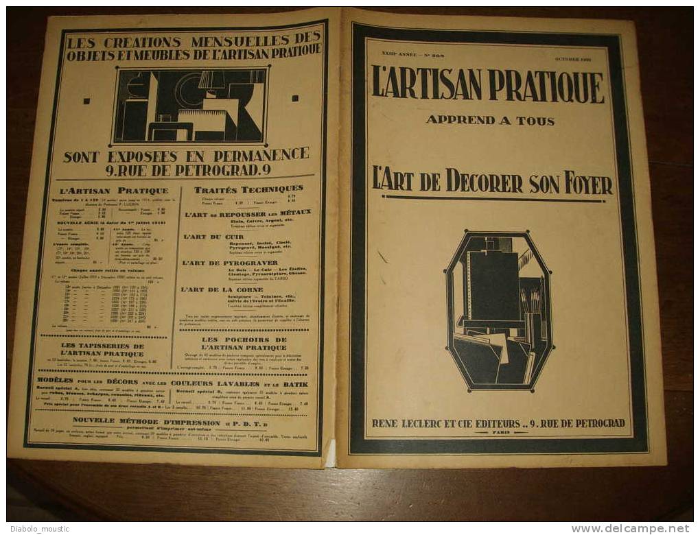 Octobre 1931  ART-DECORATIF Revue De L'ARTISAN PRATIQUE , Beau Modèle En Couleur Sur Double-page :OISEAUX Et IRIS - Home Decoration