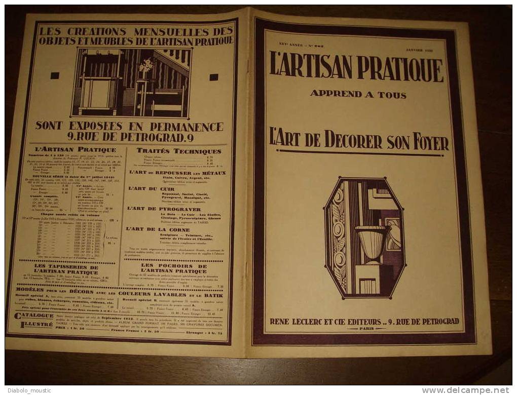 Janvier 1933  ART-DECORATIF Revue De L'ARTISAN PRATIQUE , Beau Modèle En Couleur Sur Double-page :Le CHEVALIER - Interieurdecoratie