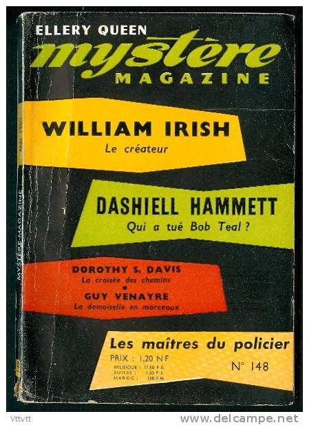 OPTA ELLERY QUEEN, MYSTERE MAGAZINE, N° 148 (1960) William Irish, Dashiell Hammett, Dorothy S. Davis, Guy Venayre - Opta - Ellery Queen Magazine