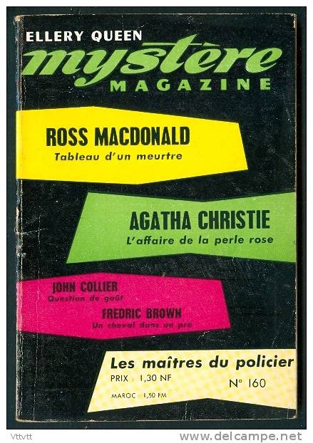 OPTA ELLERY QUEEN, MYSTERE MAGAZINE, N° 160 (1961) Ross MacDonald, Agatha Christie, John Collier, Frederic Brown - Opta - Ellery Queen Magazine