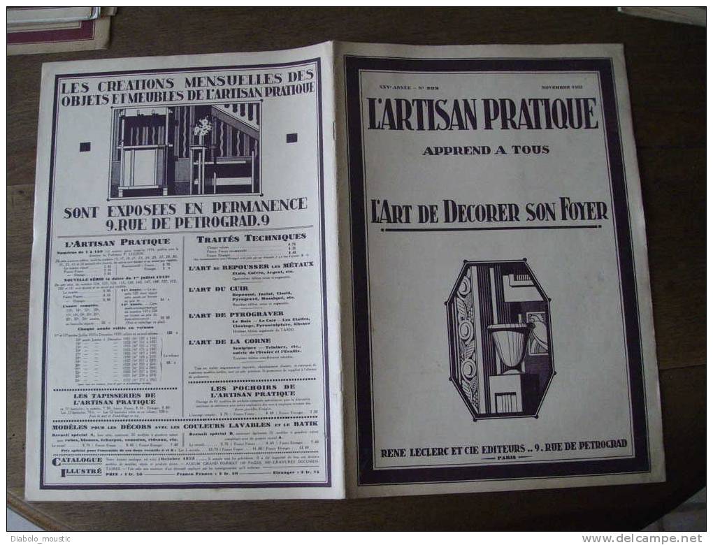 Novembre 1932  ART-DECORATIF Revue De L'ARTISAN PRATIQUE , Beau Modèle En Couleur Sur Double-page : 10 CARTES POSTALES - Innendekoration