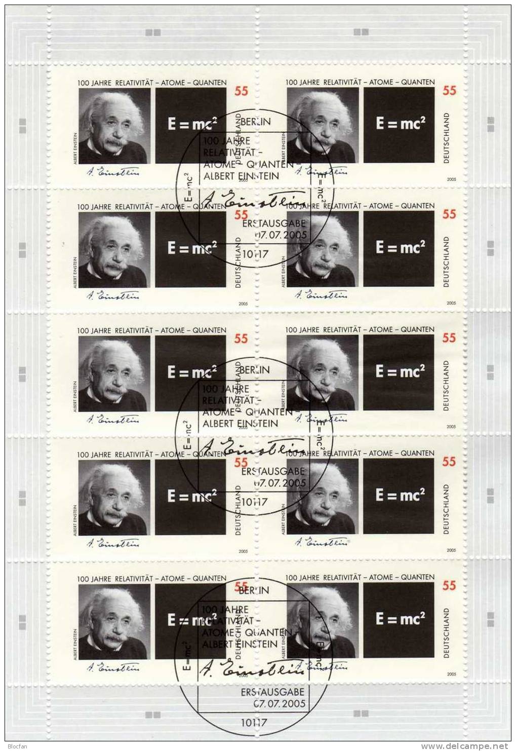 Wissenschaftler Physiker Einstein BRD 2475 Plus 10-KB O 11€ Nobelpreis Masse Energie Äquivalenz Formel Sheet Of Germany - Brieven En Documenten