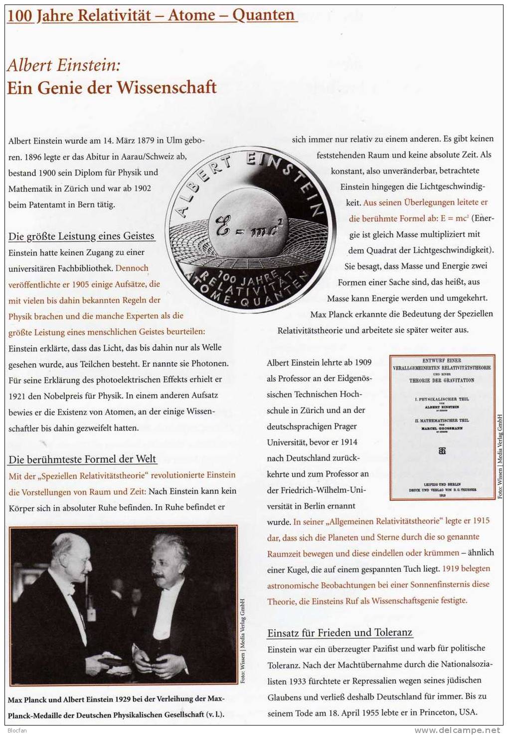 Wissenschaftler Physiker Einstein BRD 2475 Plus 10-KB O 11€ Nobelpreis Masse Energie Äquivalenz Formel Sheet Of Germany - Brieven En Documenten