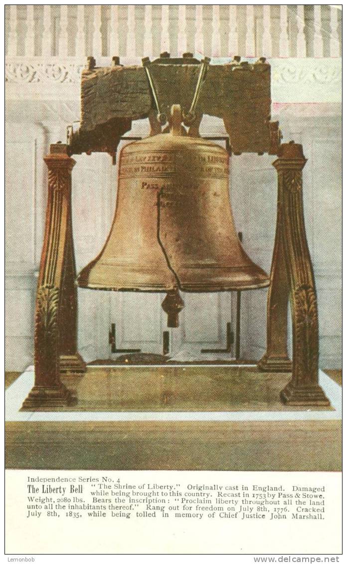 USA – United States – The Liberty Bell, Philadelphia, Independence Series No. 4 Early 1900s Unused Postcard [P4166] - Philadelphia