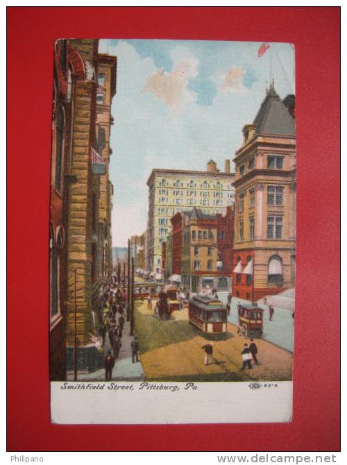 Pittsburgh Pa  Trolleys On Smithfield Street  1919 Cancel         --   ---   -----   -ref 216 - Pittsburgh