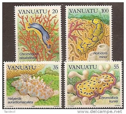 VANUATU - 1985 Sea Slugs - Coral. Scott 406-9. MNH ** - Vanuatu (1980-...)