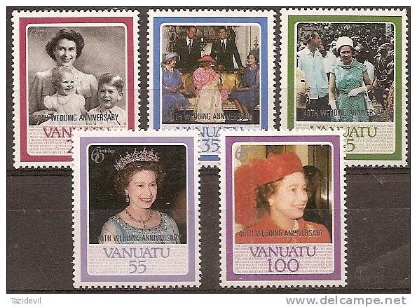 VANUATU - 1987 QE II's 40th Wedding Anniversary. Scott 465-9. MNH ** - Vanuatu (1980-...)