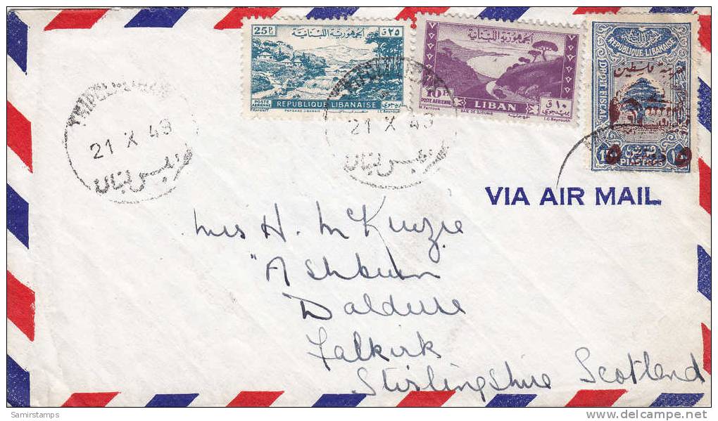 Lebanon,cover Send Tripoli  1949 To Scotland,franked 2 Definit.stamps+ Palestine Tax, Nice Cancellat.-SKRILL PAYMENT ONL - Lebanon
