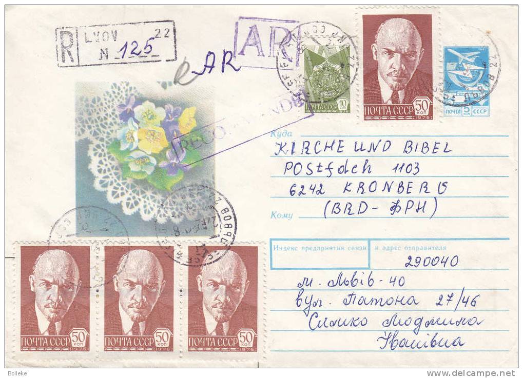 Lénine - Russie - Fleurs - Entier Postal Illustrée Recommandée Des Années 80 - Lénine