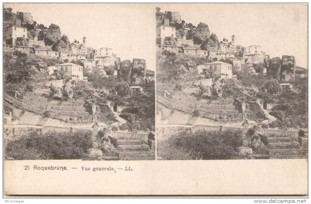 ROQUEBRUNE - Vue Générale - Carte Stéréoscopique - Cartoline Stereoscopiche