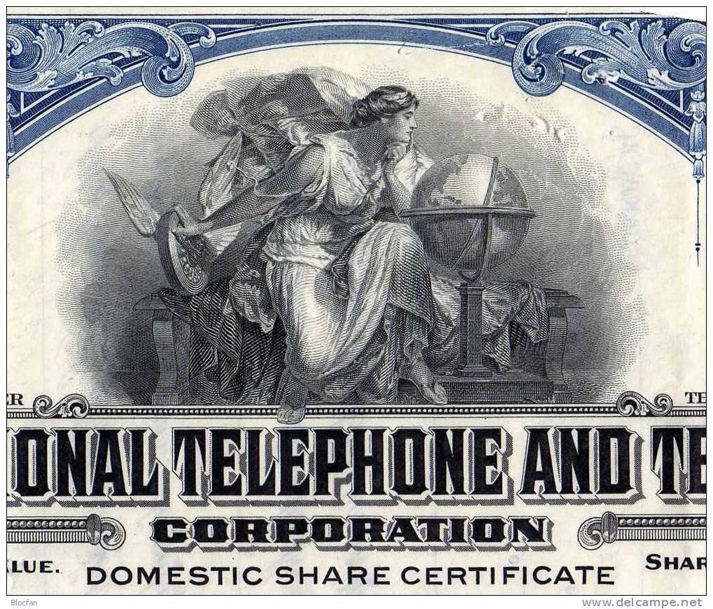 1953 USA International Telephone And Telegraph Corporation 100Shares Chigago Trust&Saving Bank Original-Aktie Seneff&CO. - Elektriciteit En Gas