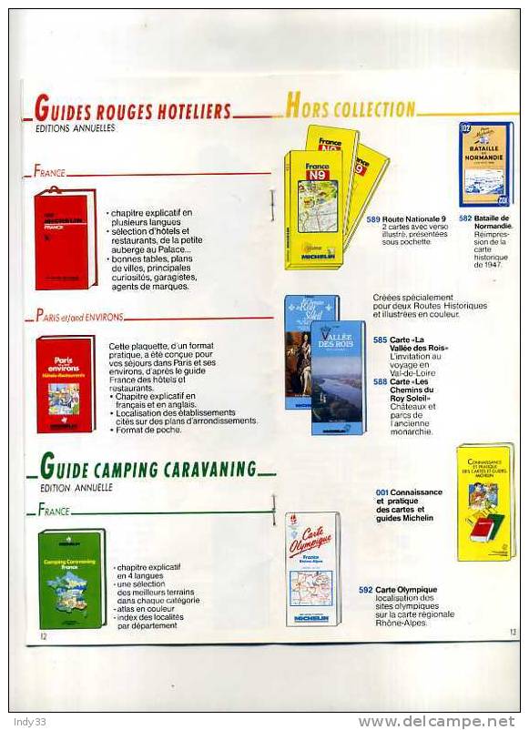 - CARTES ET GUIDES MICHELIN . CATALOGUE 1991 . - Michelin-Führer