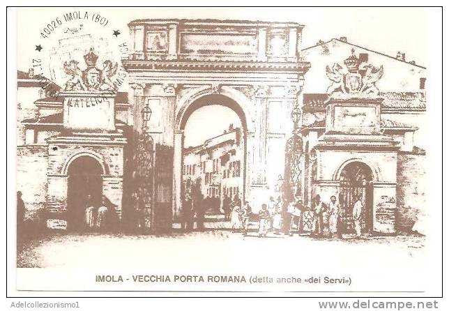 56914)cartolina Illustratoria Imola - Vecchia Porta Romana E Panorama - Imola