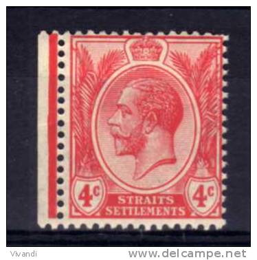 Straits Settlements - 1919 - 4 Cents Definitive (Watermark Multiple Crown CA) - MH - Straits Settlements