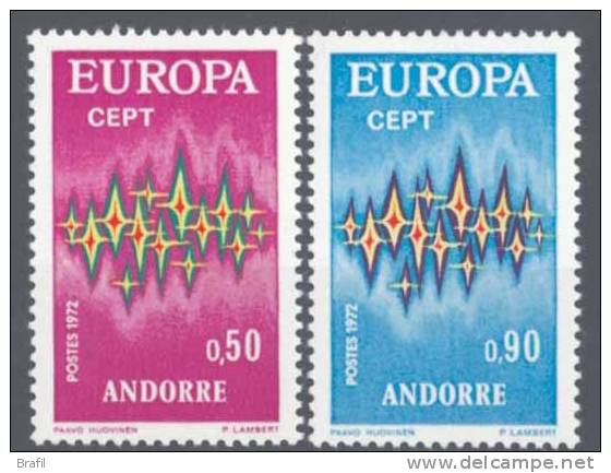 1972 Andorra Francese, Europa CEPT , Serie Completa Nuova (**) - 1972