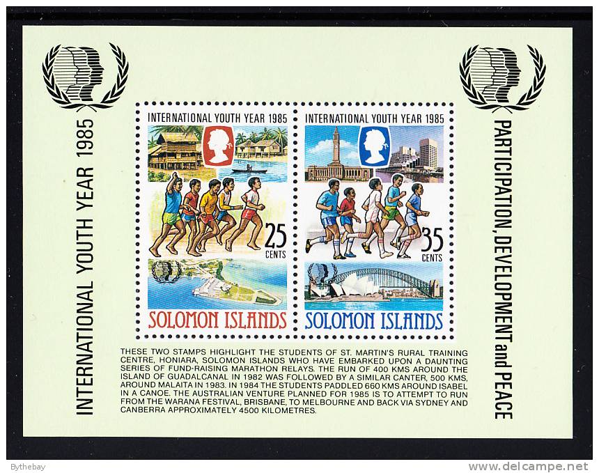 Solomon Islands Scott #554a MNH Souvenir Sheet International Youth Year - Salomon (Iles 1978-...)