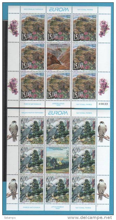 335  EUROPA Cept 1999 Jugoslavija JUGOSLAWIEN JUGOSLAVIA FLORA FAUNA 2 MINI SHEETS NEVER HINGED - 1999