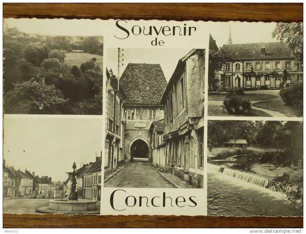 27 - CONCHES - La Vallée Du Rouloir, Place Carnot, L´ Hôtel De Ville, L´ Etang... (Multivues) CPSM - Conches-en-Ouche