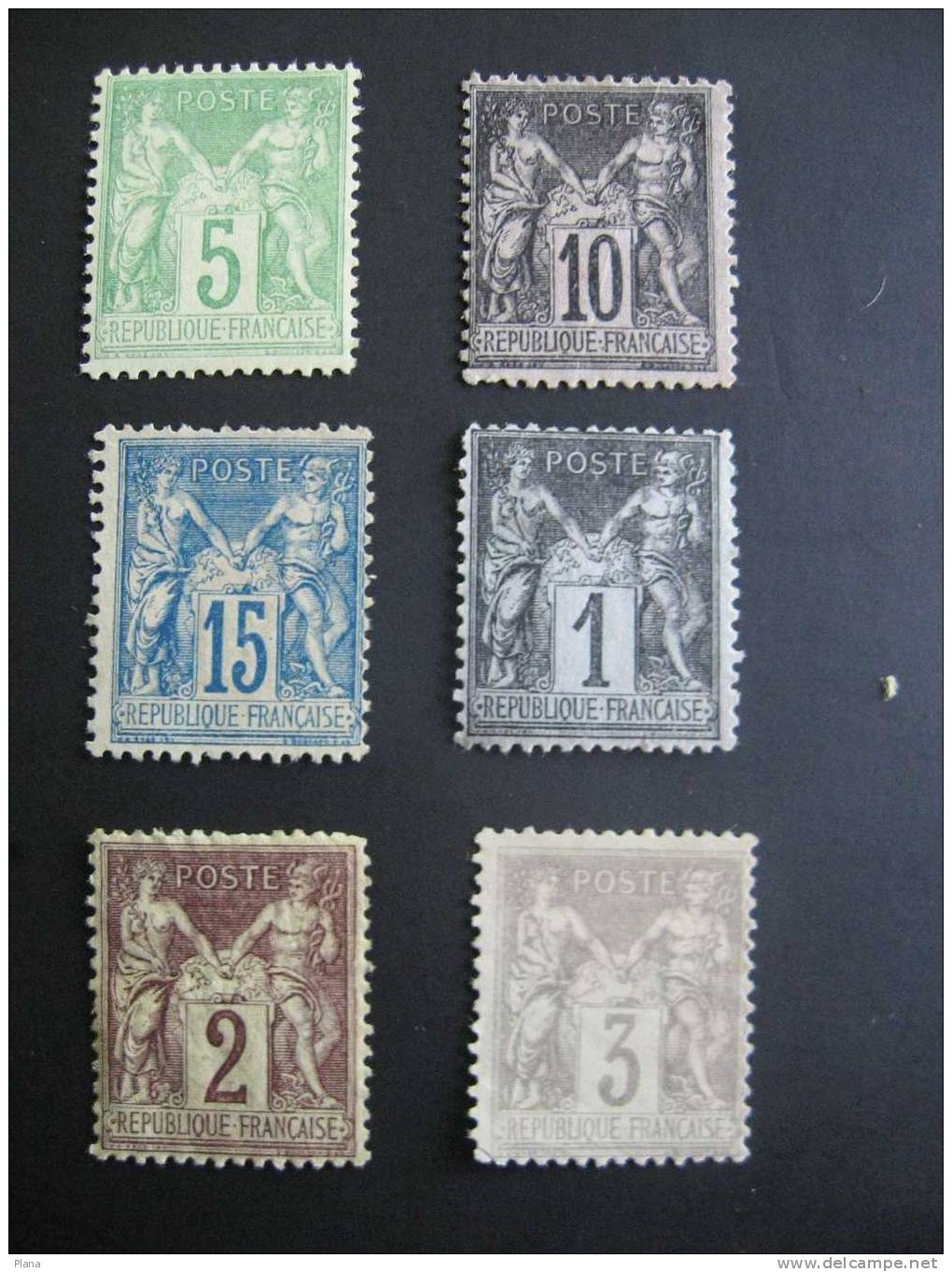 6 Timbres Type Sage II 1,2 ,3,5 ,10 N°,15 C  Neuf N° 83,85,87,75,88,90,92 - 1876-1898 Sage (Type II)