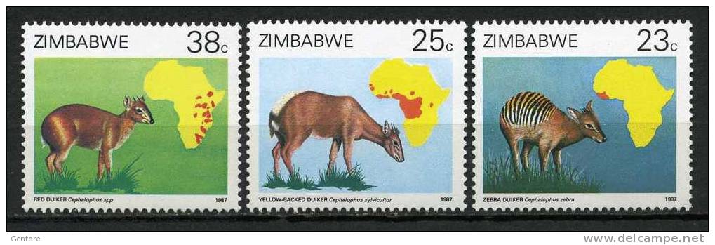 ZIMBABWE  1987 Animals , Odd Value Yvert Cat. N° 143-44-47 Absolutely Perfect MNH ** - Game