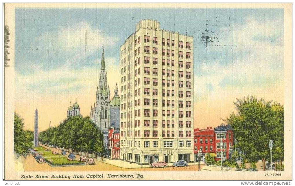 USA – United States – State Street Building From Capitol, Harrisburg, Pa 1938 Used Postcard [P4184] - Harrisburg