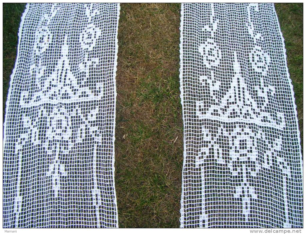 2 Rideaux Anciens 108 Cm X46cm Environ-franges Comprises- - Drapery