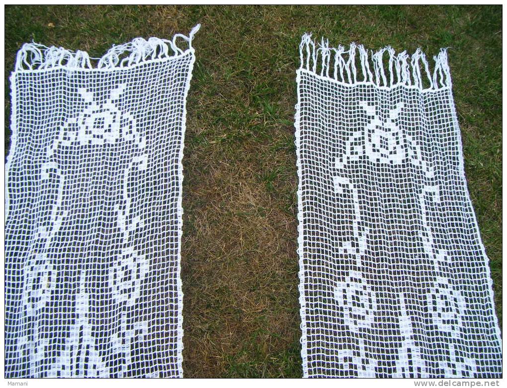 2 Rideaux Anciens 108 Cm X46cm Environ-franges Comprises- - Vorhänge