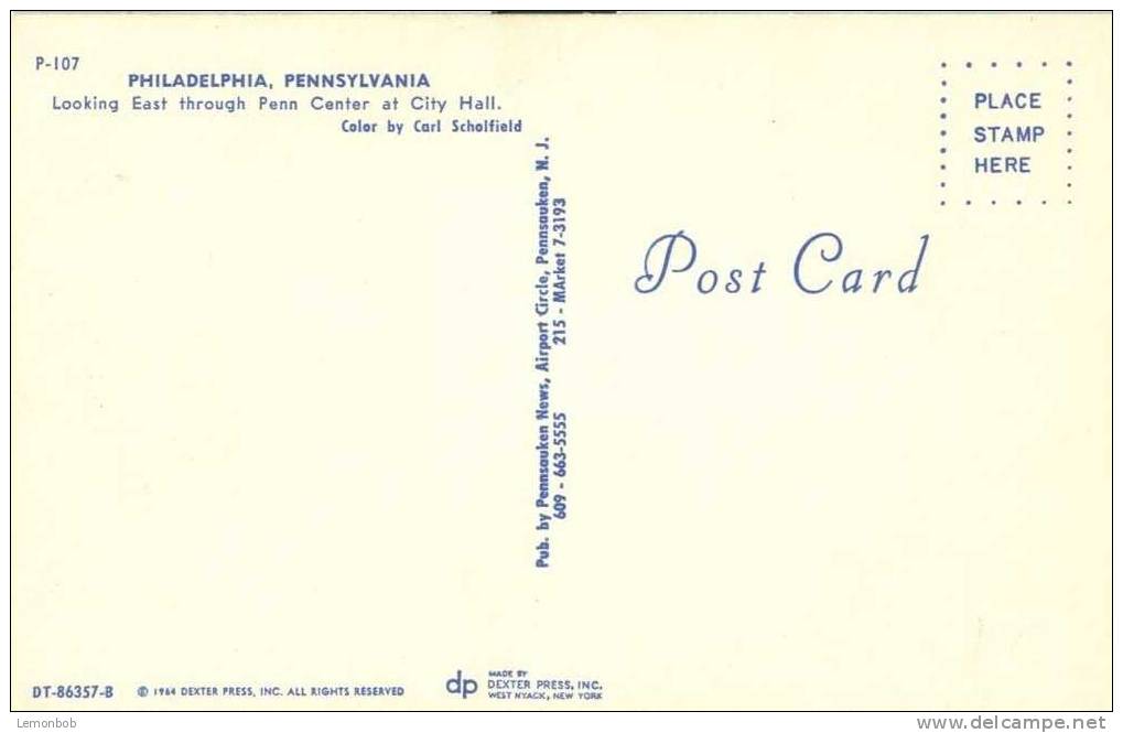 USA – United States – Philadelphia, Pennsylvania 1964 Unused Postcard [P4203] - Philadelphia