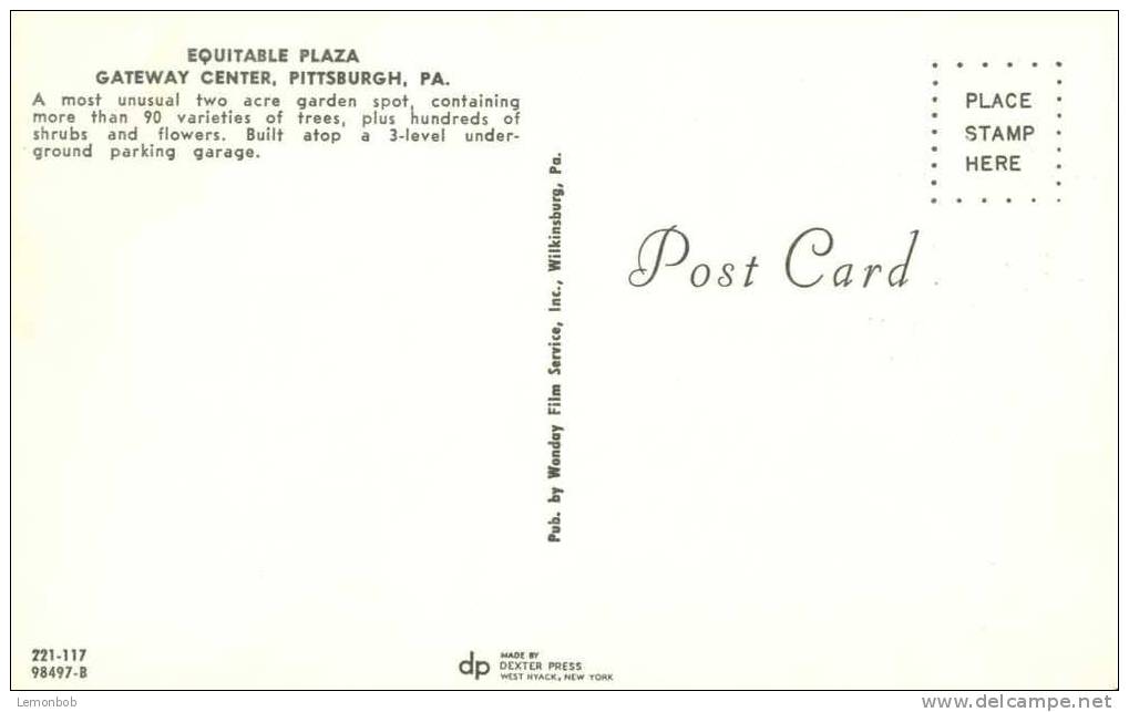 USA – United States – Equitable Plaza, Gateway Center, Pittsburgh, Pa - Unused Postcard [P4206] - Pittsburgh