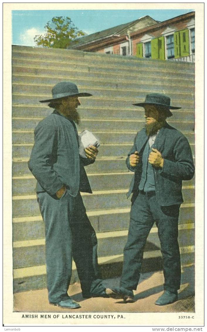 USA – United States – Amish Men Of Lancaster County, Pa - Unused 1910-1920s Postcard [P4217] - Lancaster